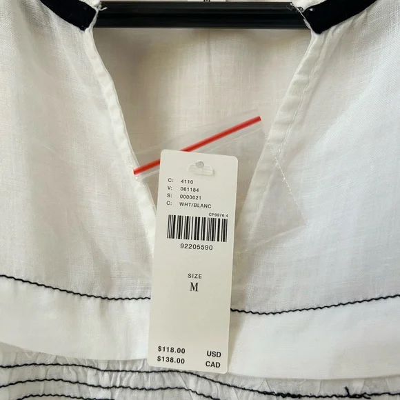 NWT Anthropology Maeve Balloon-Sleeve V-Neck Stitched Blouse Size M - Picture 7 of 8